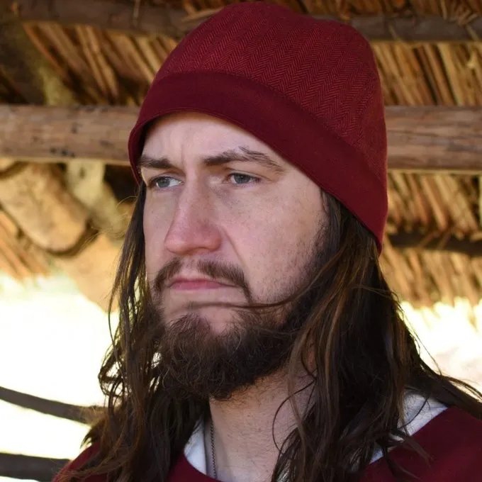 Birka Hat Herringbone Motif, Red - Image 4