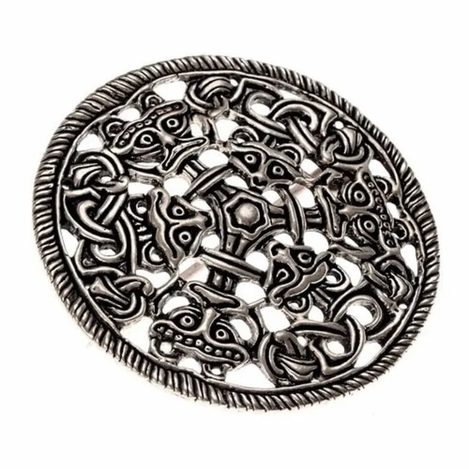 Borre Style Disc Fibula, Silvered Bronze
