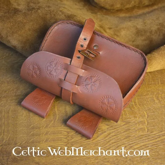 Leonardo Carbone Brown Leather Bag Sun Wheel - Image 3