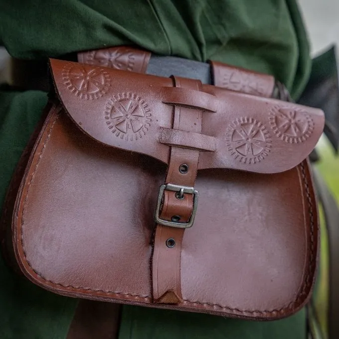 Leonardo Carbone Brown Leather Bag Sun Wheel - Image 5