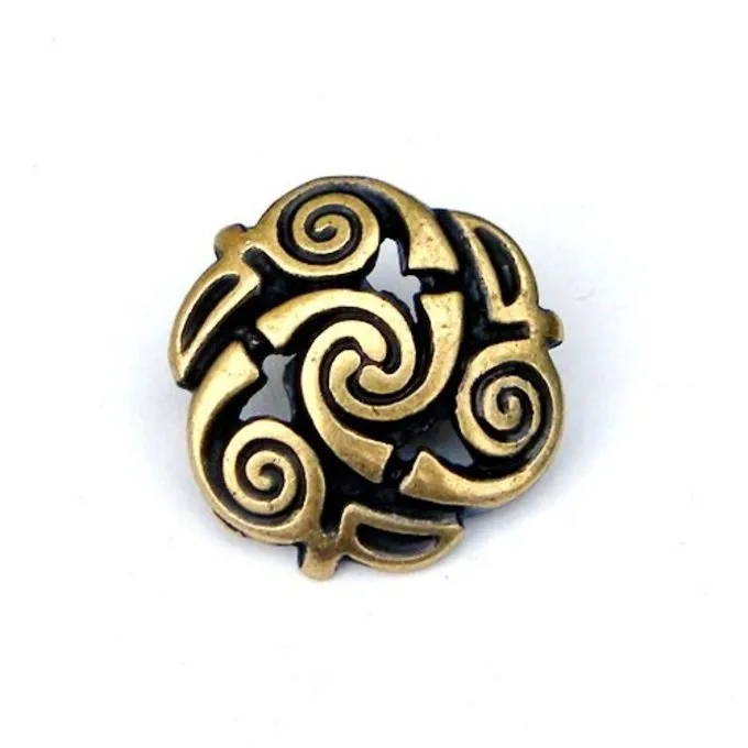 Celtic Spiral Buttons, Set Of 5 Pieces, Brass