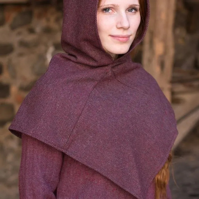 Burgschneider Chaperon Herringbone Motif Knud, Burgundy Grey