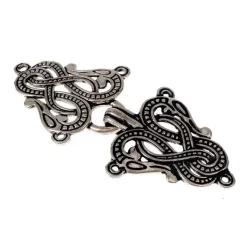 Cloak Clasp Midgard Snake Urnes Style, Silvered