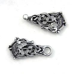 Cloak Clasp With Midgard Snake, Silvered