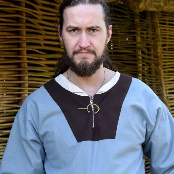 (Early) Medieval Tunic Clovis,light Blue Grey-brown - Image 6