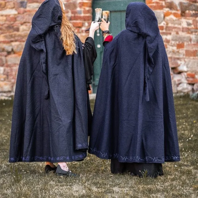 Leonardo Carbone Embroidered Cloak Damia With Fibula, Blue - Image 2