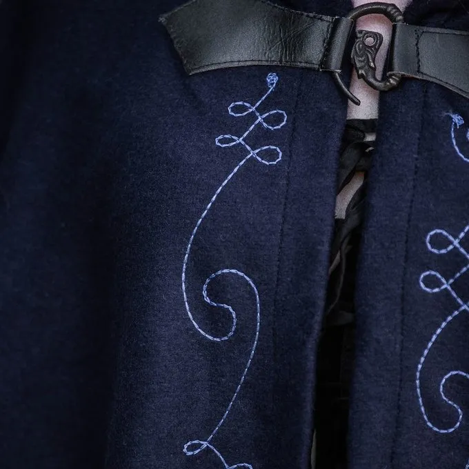 Leonardo Carbone Embroidered Cloak Damia With Fibula, Blue - Image 4