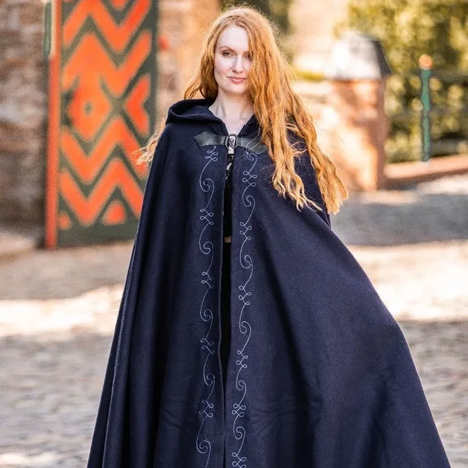 Leonardo Carbone Embroidered Cloak Damia With Fibula, Blue