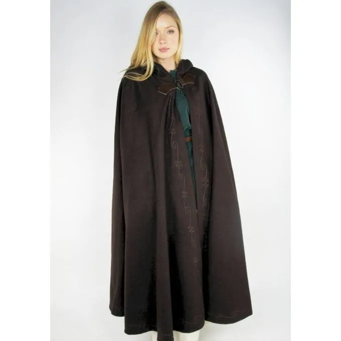Leonardo Carbone Embroidered Cloak Damia With Fibula, Brown - Image 2