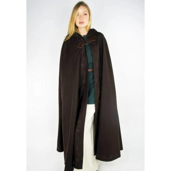 Leonardo Carbone Embroidered Cloak Damia With Fibula, Brown - Image 4