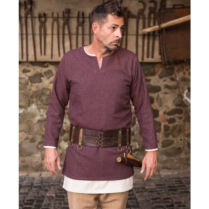Burgschneider Herringbone Tunic Tyr, Burgundy Grey - Image 2