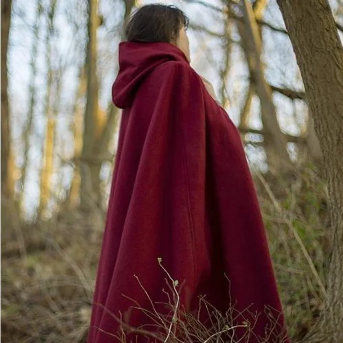 Epic Armoury Hooded Wool Cape, Dark Red - Image 2