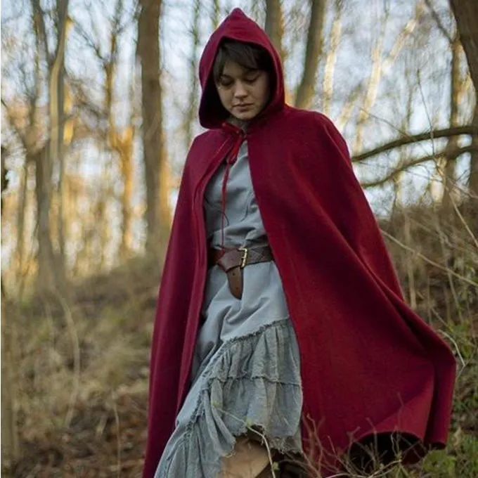Epic Armoury Hooded Wool Cape, Dark Red - Image 5