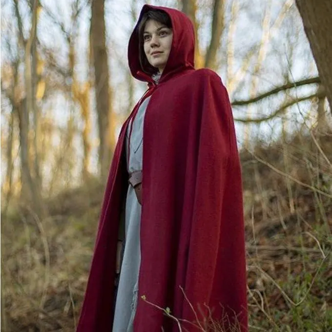 Epic Armoury Hooded Wool Cape, Dark Red - Image 6