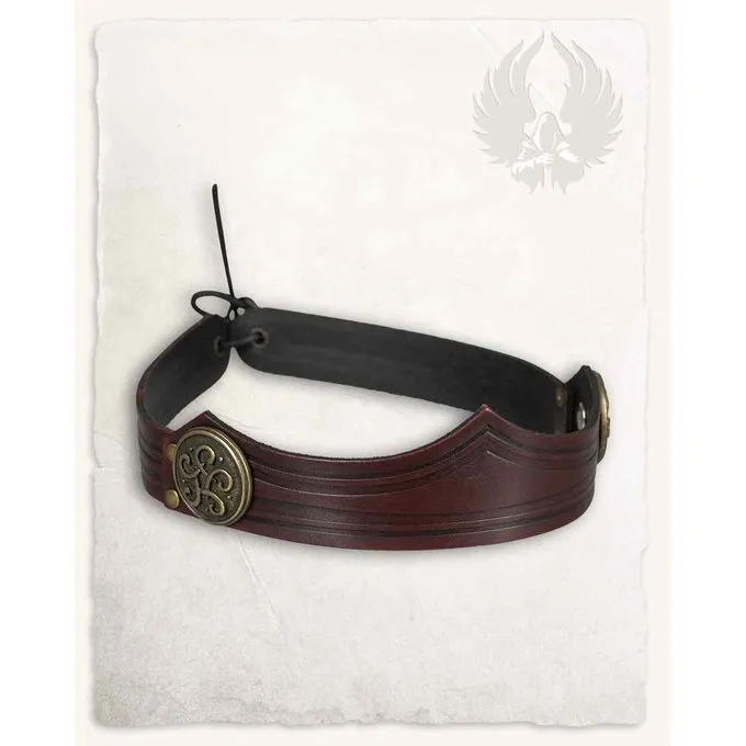 Mytholon Leather Crown Isidor, Decorated, Dark Red