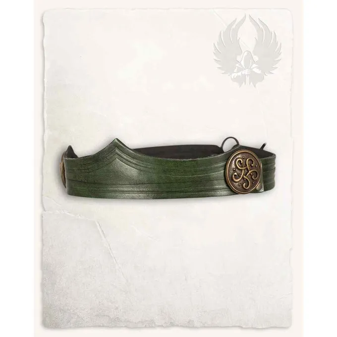 Mytholon Leather Crown Isidor, Decorated, Green - Image 3