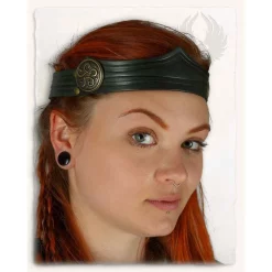 Mytholon Leather Crown Isidor, Decorated, Green