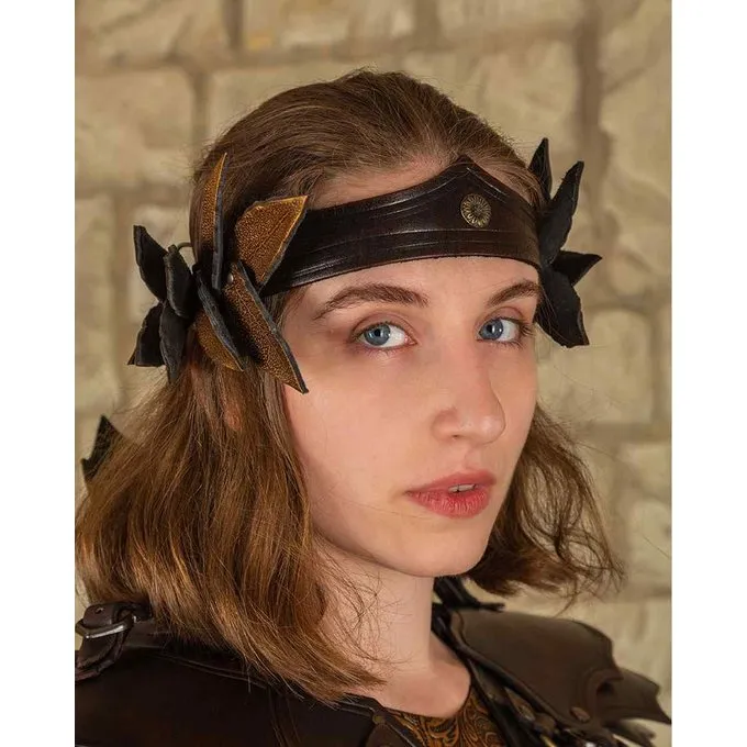 Mytholon Leather Laurel Wreath, Brown-gold