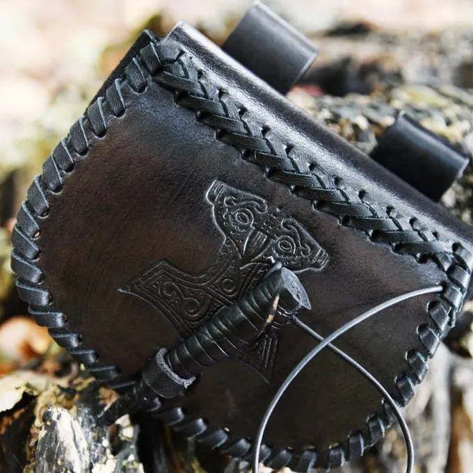 Deepeeka Leather Thor's Hammer Bag, Black - Image 3