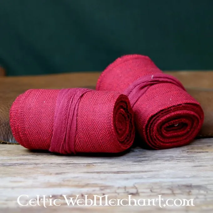 Leg Wrappings With Herringbone Motive, Red - Image 2