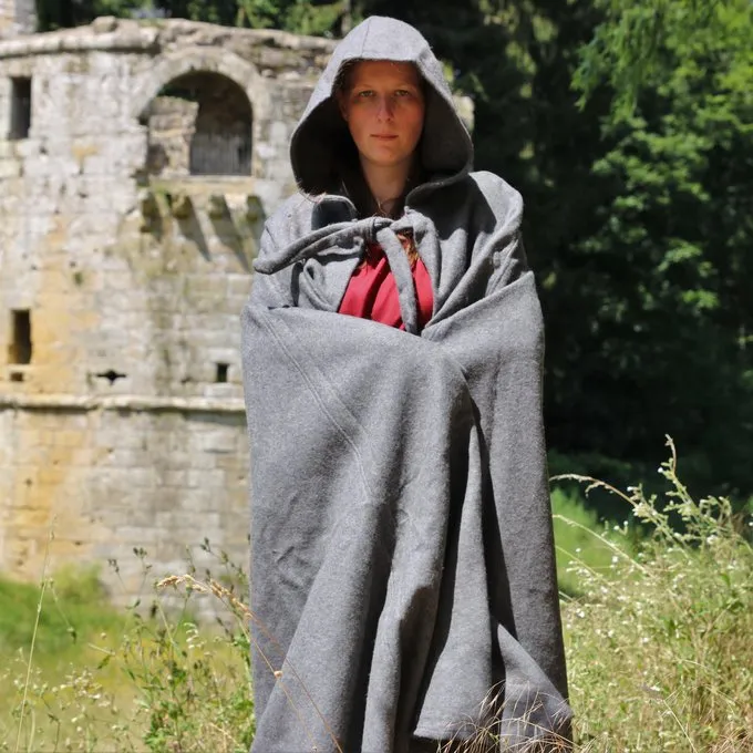 Leonardo Carbone Medieval Cloak With Hood, Grey - Image 5