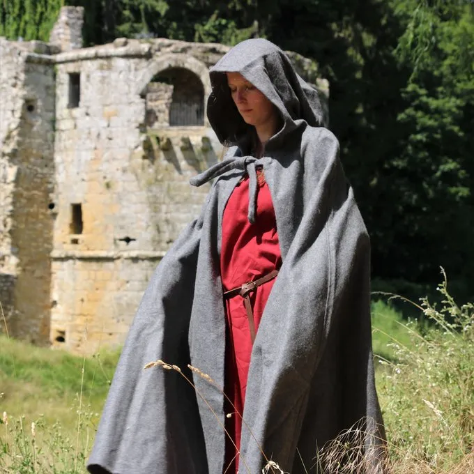 Leonardo Carbone Medieval Cloak With Hood, Grey - Image 6