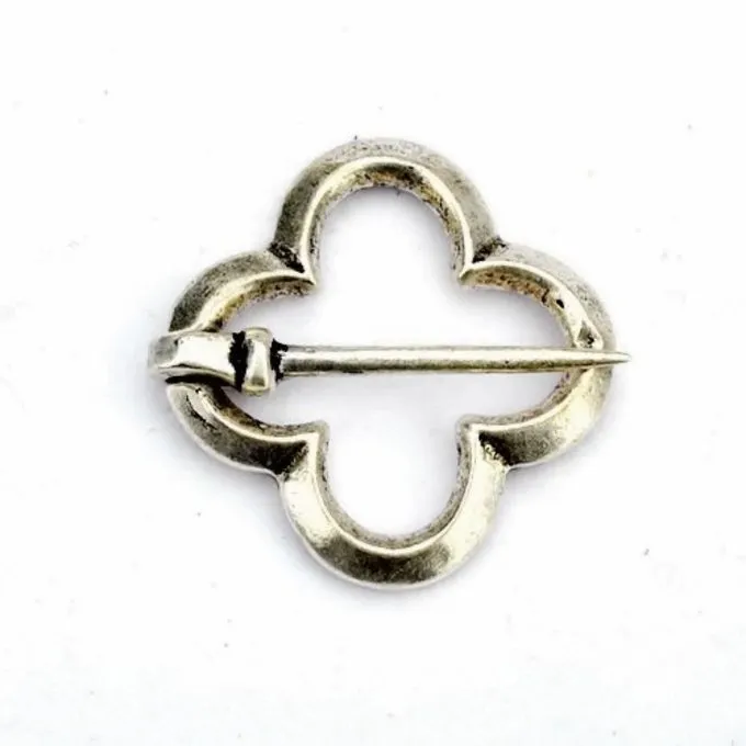 Medieval Quatrefoil Broche, Silvered