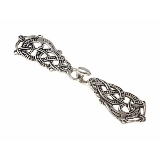 Pewter Cloak Clasp With Midgard Snake