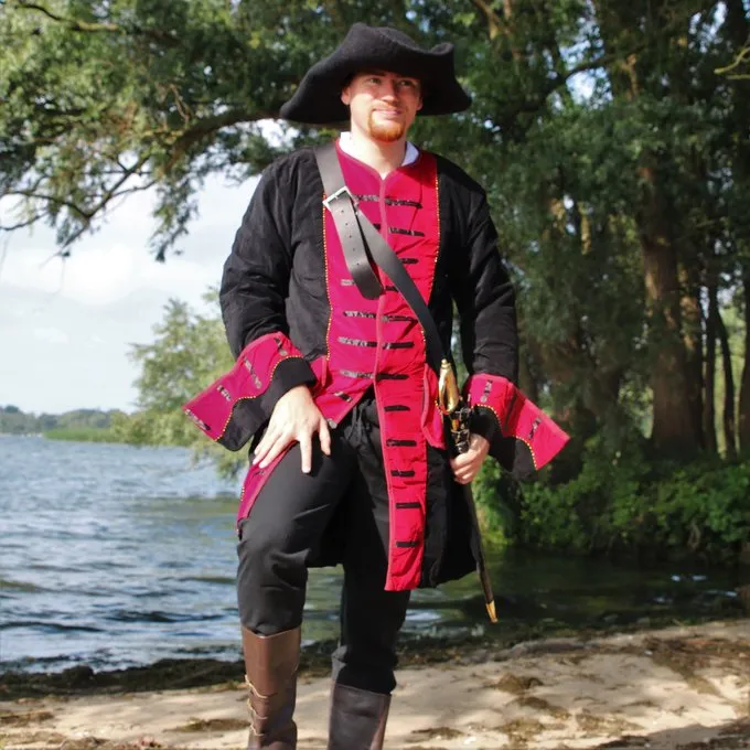 Leonardo Carbone Pirate Coat Velvet, Black-red - Image 2