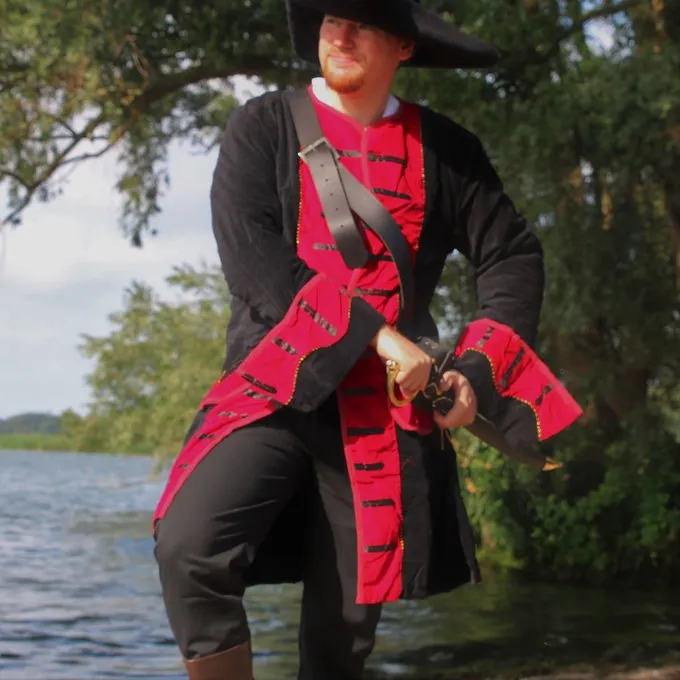 Leonardo Carbone Pirate Coat Velvet, Black-red - Image 3