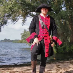 Leonardo Carbone Pirate Coat Velvet, Black-red