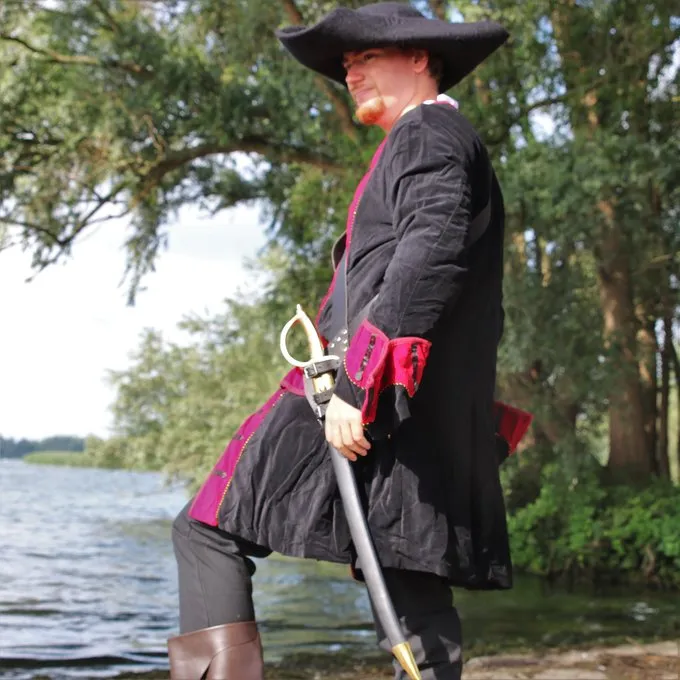 Leonardo Carbone Pirate Coat Velvet, Black-red - Image 4