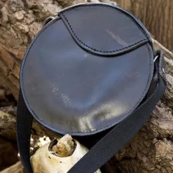 Epic Armoury Round Leather Bag, Black