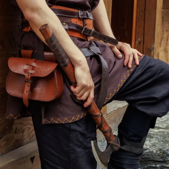 Leonardo Carbone Short Viking Tunic Harbard, Brown - Image 2