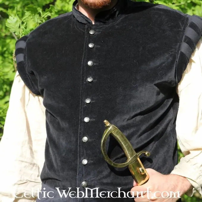 Leonardo Carbone Velvet Doublet With Metal Buttons, Black - Image 2