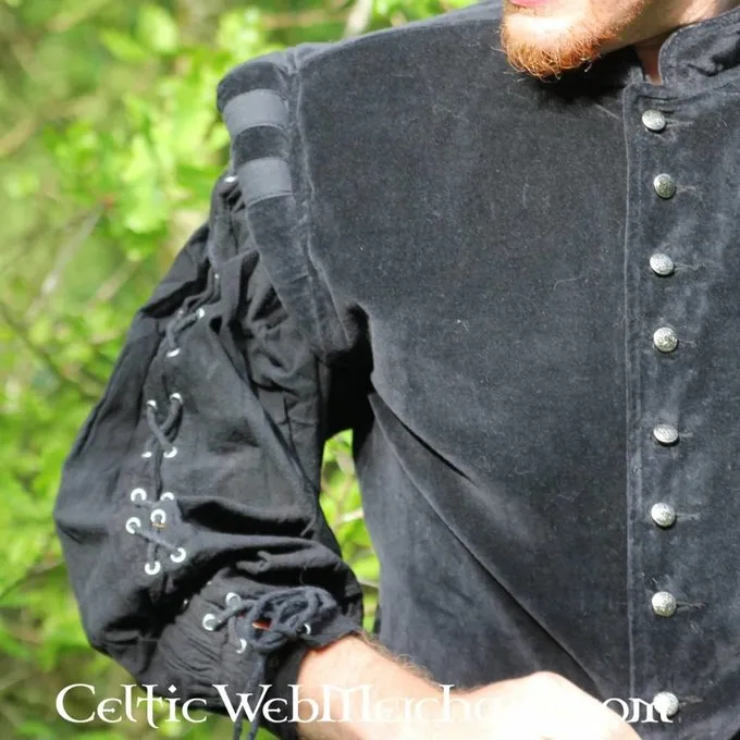 Leonardo Carbone Velvet Doublet With Metal Buttons, Black - Image 3