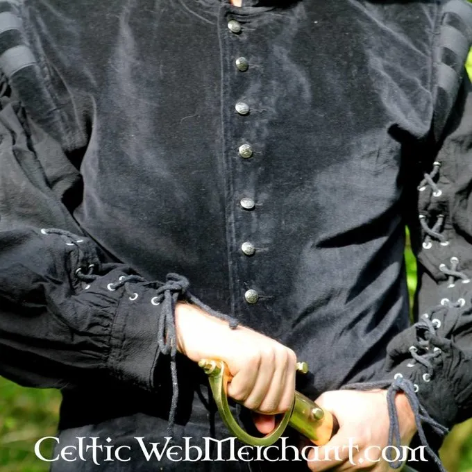 Leonardo Carbone Velvet Doublet With Metal Buttons, Black - Image 5