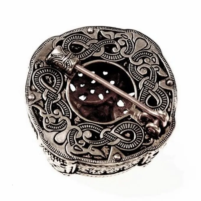 Viking Drum Brooch Large, Silvered - Image 2