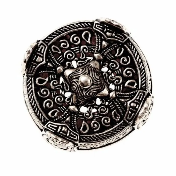 Viking Drum Brooch Large, Silvered - Image 3