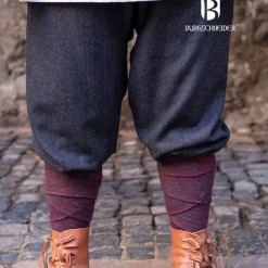 Burgschneider Viking Trousers Herringbone Motif Ivar, Black-grey