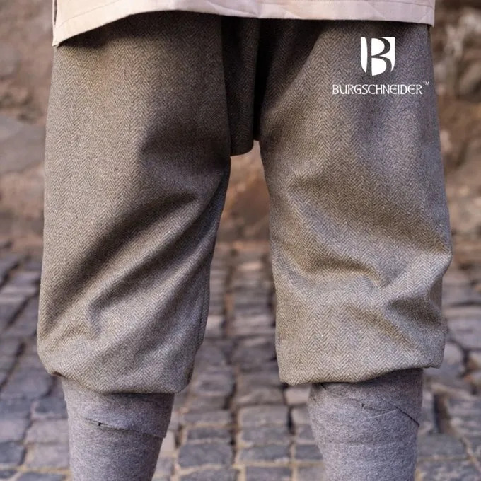 Burgschneider Viking Trousers Herringbone Motif Ivar, Olive-grey - Image 3