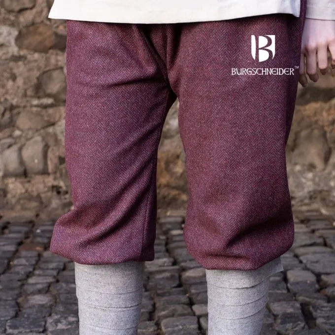 Burgschneider Viking Trousers Herringbone Motif Tilda, Burgundy-grey - Image 2