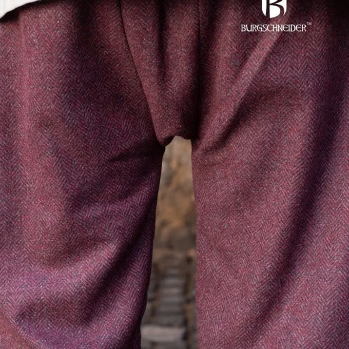 Burgschneider Viking Trousers Herringbone Motif Tilda, Burgundy-grey - Image 3