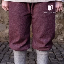 Burgschneider Viking Trousers Herringbone Motif Tilda, Burgundy-grey