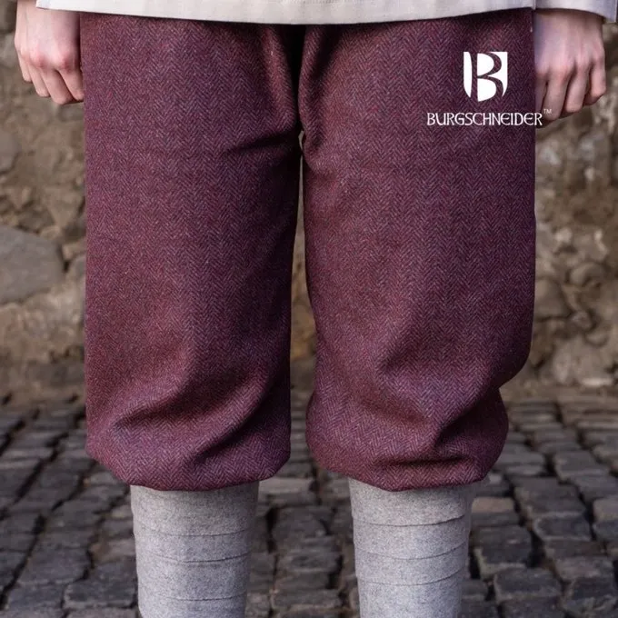 Burgschneider Viking Trousers Herringbone Motif Tilda, Burgundy-grey
