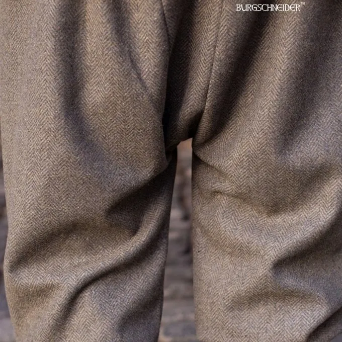 Burgschneider Viking Trousers Herringbone Motif Tilda, Olive-grey - Image 3