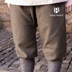 Burgschneider Viking Trousers Herringbone Motif Tilda, Olive-grey