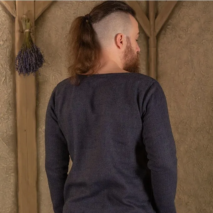 Mytholon Viking Tunic Tronde, Herringbone Motif, Blue - Image 2