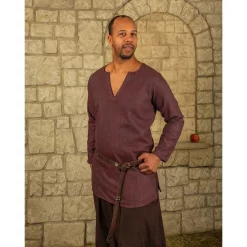 Mytholon Viking Tunic Tronde, Herringbone Motif, Red