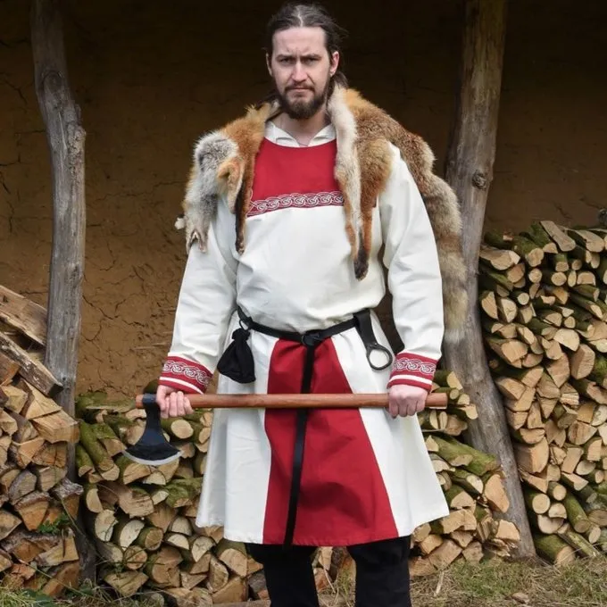 Viking Tunic Viborg, Natural-red - Image 6